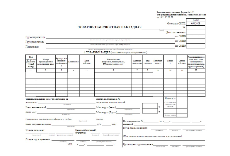 Товарно-транспортная накладная
